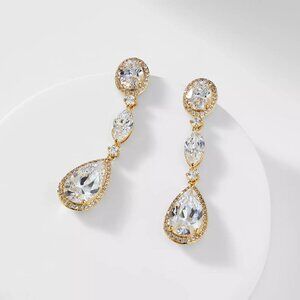 NADRI earrings CZ PEAR AND OVAL DROP, Chic and Elegant, New with Tag